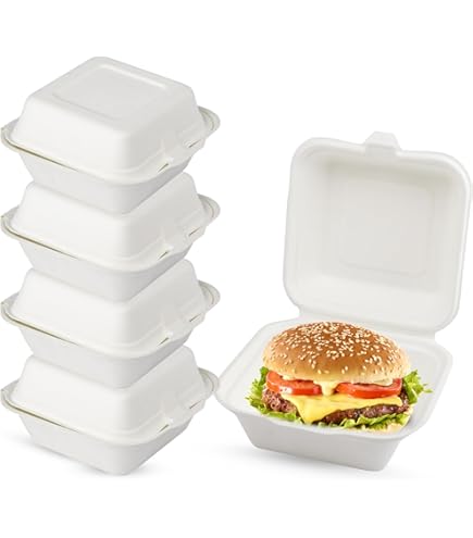 Bagasse Burger Boxes 6″ x 6” BHB6 qty 500 Pieces