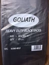 Black Compactor Sacks EXTRA HEAVY DUTY XL Thick Refuse Bags 280G pk100 Pieces - 22x34x47"