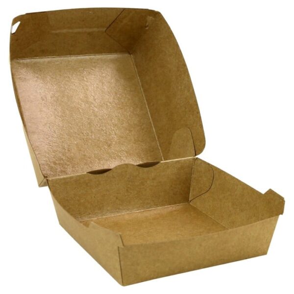 Brown Kraft Burger Boxes - PE Lined - 120 x 120 x 70mm Xtra large 500 Pieces