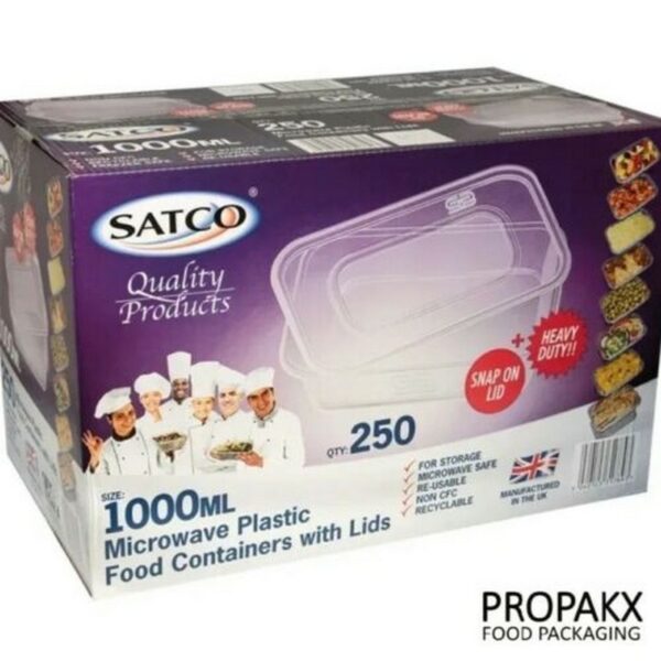 Satco C1000ml CONTAINERS WITH LIDS Clear 250 Pieces