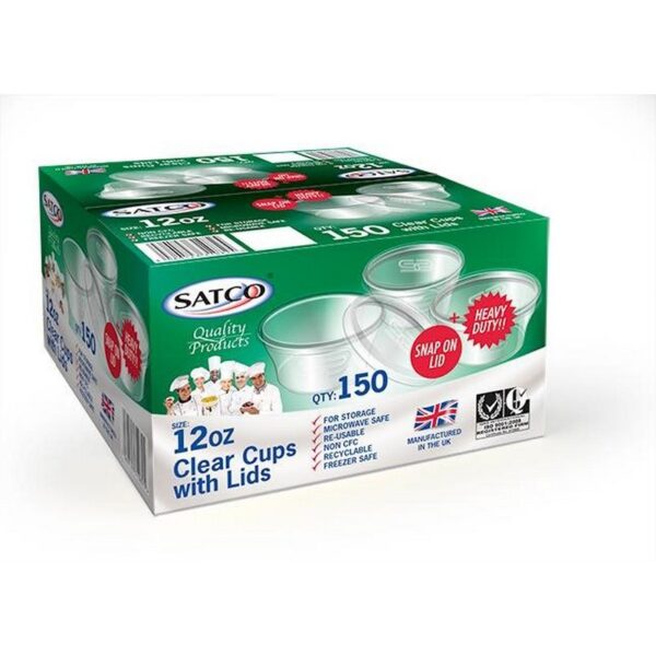 SATCO 12OZ CUPS+LIDS 150 PCS