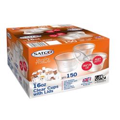SATCO 16OZ CUPS+LIDS 150 PCS