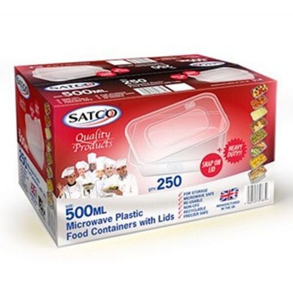 Satco C500ml CONTAINERS WITH LIDS Clear 250 Pieces