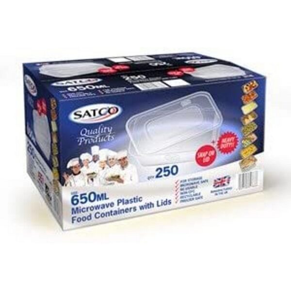 Satco C650ml CONTAINERS WITH LIDS Clear 250 Pieces