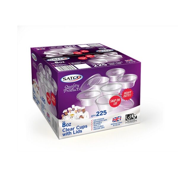 SATCO 8OZ CUPS+LIDS 225 PCS