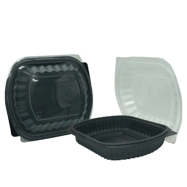 1 Compartment Black Base Meal Box Lids Only 300 Pieces