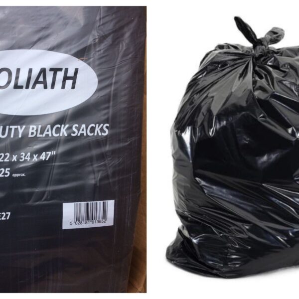 'Goliath' Extra Heavy Duty Black Refuse Sacks 280g qty100  (22.5x34x47 inch)