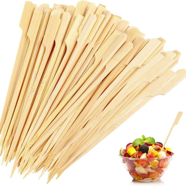 1000 Pcs Bamboo Skewers, Versatile Flat Burger Sticks, Smooth Splinter Free Wooden Kebab Skewers, for Drinks Barbecue Kebabs Cocktail Sticks Buffets Party Fountain Fondue Stick Holders