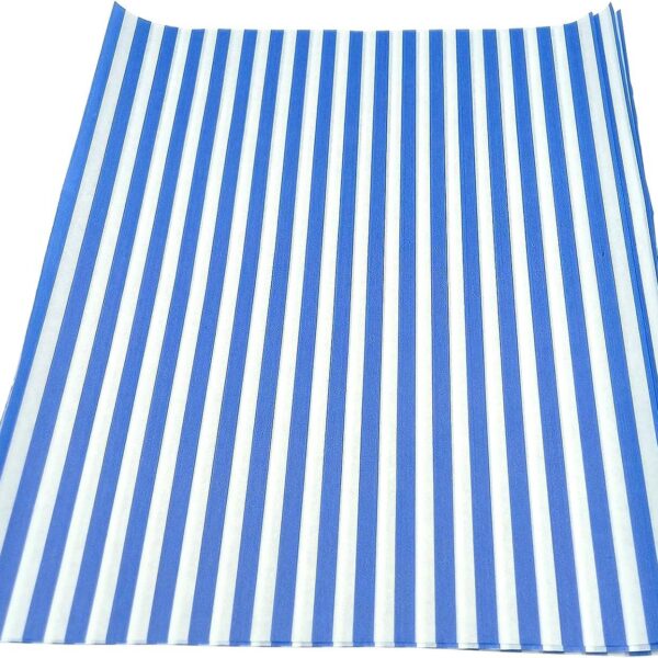 1000 x Blue Striped Greaseproof Burger Wraps | Chips Basket Liner Oil Resistant Tray Liner | Sandwich Snacks Freshness Food Safe Food Wrapping Paper Sheets