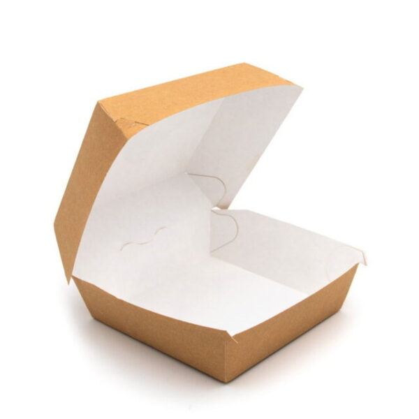 Standard Kraft Compostable Clamshell Burger Box Small 106x106x70mm 250pcs
